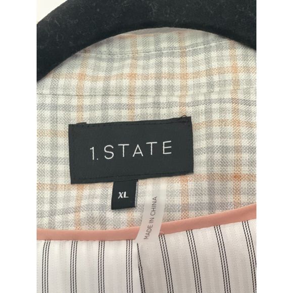 1. STATE Plaid Checkered Blazer Jacket Business Career Neutral Size XL NEW D10 - Picture 4 of 16